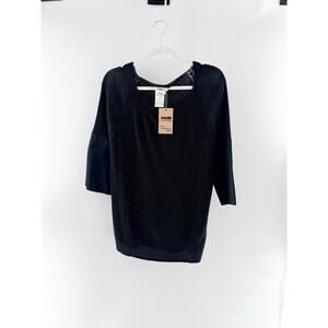 Chloé Half-Sleeve Crew Neck Knit Pullover Sweater Black Women's Size Medium